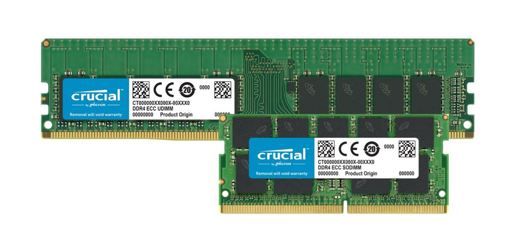 Crucial DDR4 ECCメモリモジュール。