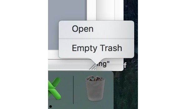 Macの[ゴミ箱を空にする]オプションのスクリーンショット